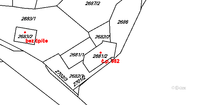 Bludov 952 na parcele st. 2681/2 v KÚ Bludov, Katastrální mapa