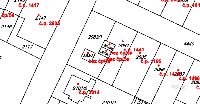 Teplice 39153142 na parcele st. 2083/3 v KÚ Teplice, Katastrální mapa