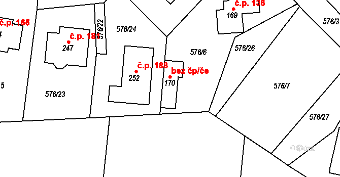 Obořiště 44470142 na parcele st. 170 v KÚ Obořiště, Katastrální mapa