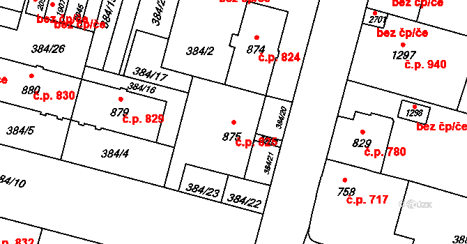 Kateřinky 825, Opava na parcele st. 875 v KÚ Kateřinky u Opavy, Katastrální mapa