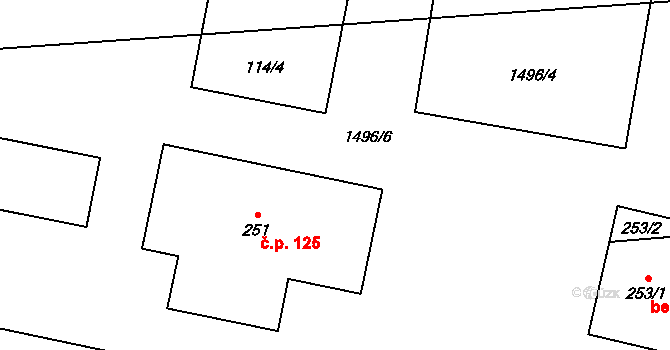 Hranice VII-Slavíč 125, Hranice na parcele st. 251 v KÚ Slavíč, Katastrální mapa