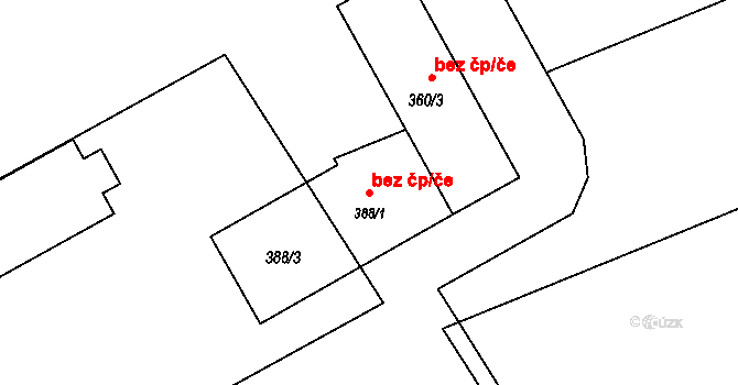 Chropyně 45025142 na parcele st. 388/1 v KÚ Plešovec, Katastrální mapa