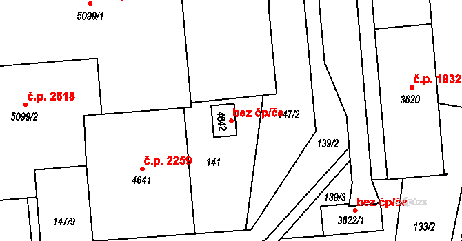 Písek 46217142 na parcele st. 4642 v KÚ Písek, Katastrální mapa
