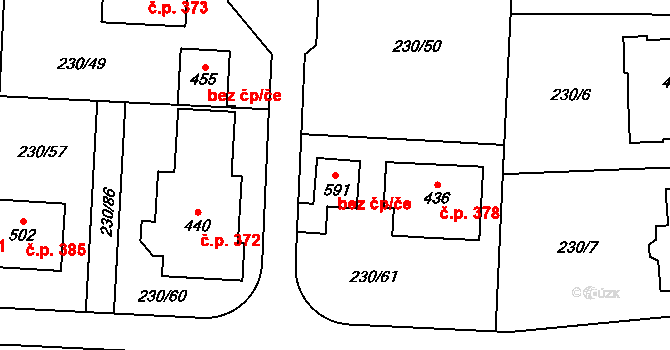 Vysoká nad Labem 50365142 na parcele st. 591 v KÚ Vysoká nad Labem, Katastrální mapa