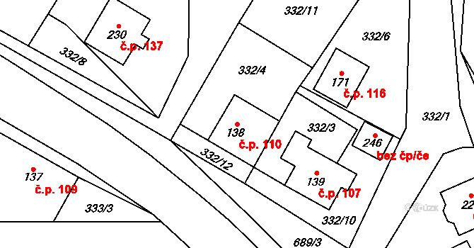 Jeníkov 110 na parcele st. 138 v KÚ Jeníkov u Hlinska, Katastrální mapa