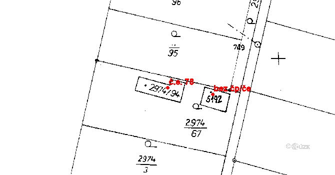 Poděbrady III 78, Poděbrady na parcele st. 2974/94 v KÚ Poděbrady, Katastrální mapa
