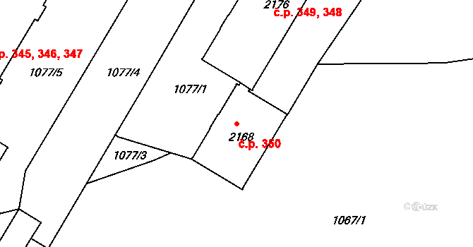 Plešivec 350, Český Krumlov na parcele st. 2168 v KÚ Český Krumlov, Katastrální mapa
