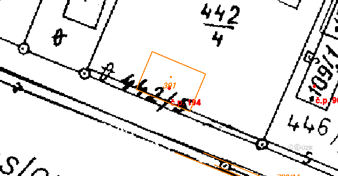 Dlouhoňovice 194 na parcele st. 391 v KÚ Dlouhoňovice, Katastrální mapa