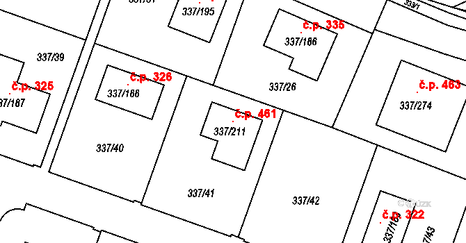 Levín 461, Králův Dvůr na parcele st. 337/211 v KÚ Levín u Berouna, Katastrální mapa