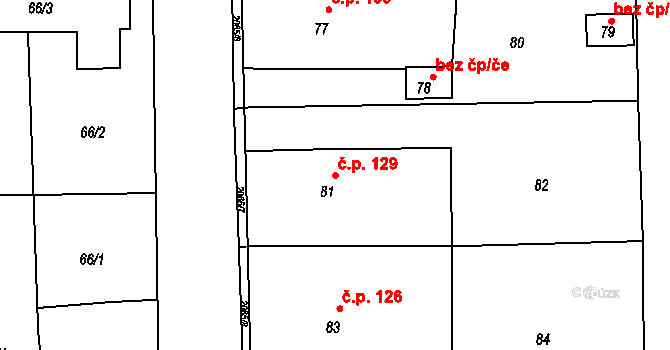 Seloutky 129 na parcele st. 81 v KÚ Seloutky, Katastrální mapa