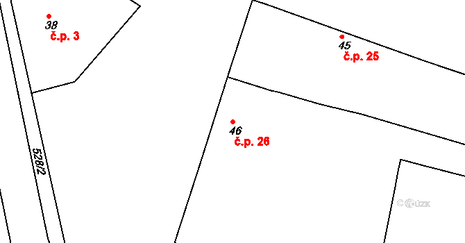 Chvalovice 26, Kovanice na parcele st. 46 v KÚ Chvalovice u Nymburka, Katastrální mapa