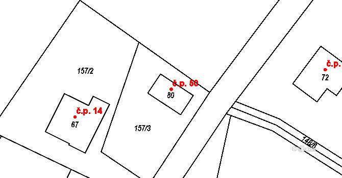 Vestec 50, Zaloňov na parcele st. 80 v KÚ Vestec u Jaroměře, Katastrální mapa