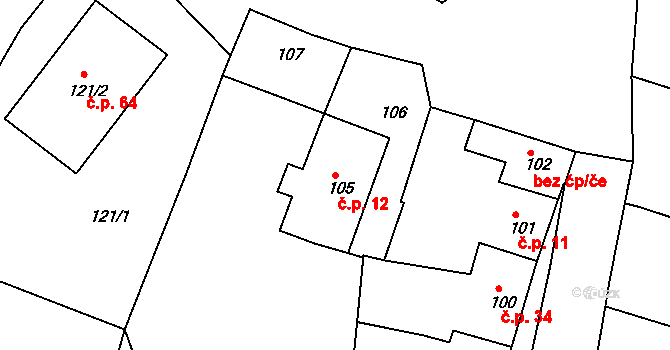Heroltice 12, Jihlava na parcele st. 105 v KÚ Heroltice u Jihlavy, Katastrální mapa