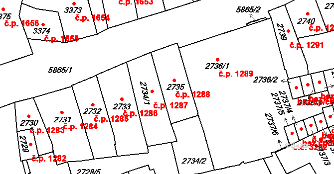 Jihlava 1288 na parcele st. 2735 v KÚ Jihlava, Katastrální mapa
