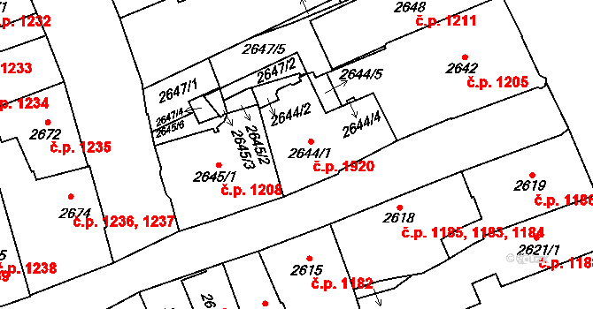 Jihlava 1920 na parcele st. 2644/1 v KÚ Jihlava, Katastrální mapa