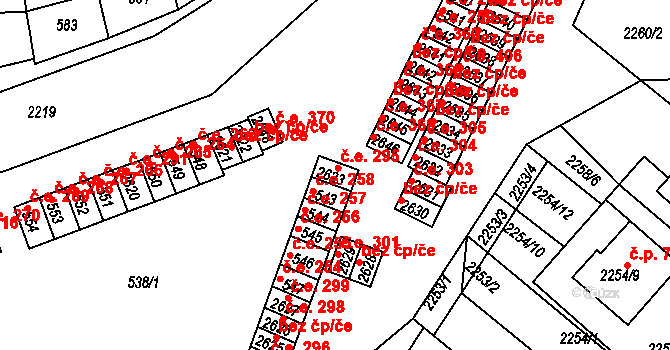 Veverská Bítýška 295 na parcele st. 2623 v KÚ Veverská Bítýška, Katastrální mapa