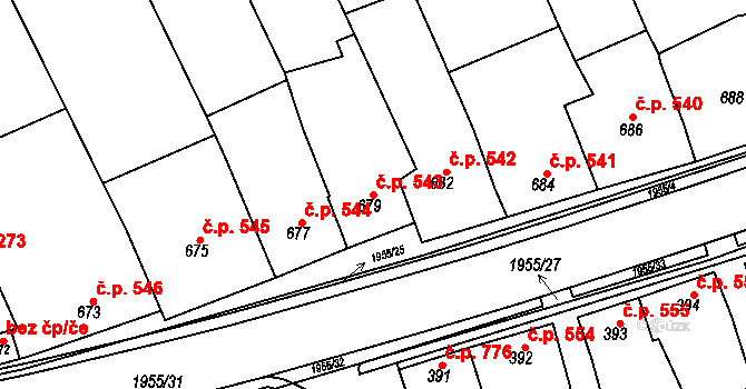 Mistřín 543, Svatobořice-Mistřín na parcele st. 679 v KÚ Mistřín, Katastrální mapa