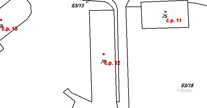 Karlova Studánka 12 na parcele st. 76 v KÚ Karlova Studánka, Katastrální mapa