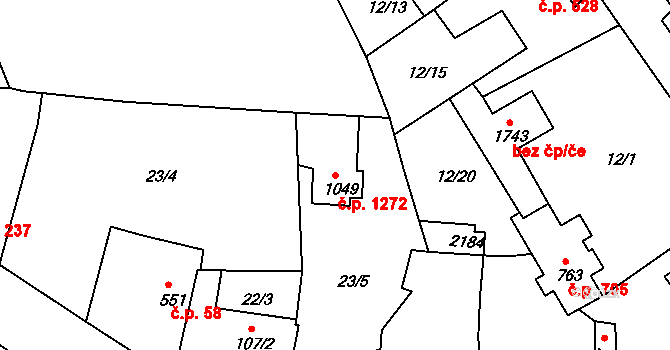 Brandýs nad Labem 1272, Brandýs nad Labem-Stará Boleslav na parcele st. 1049 v KÚ Brandýs nad Labem, Katastrální mapa