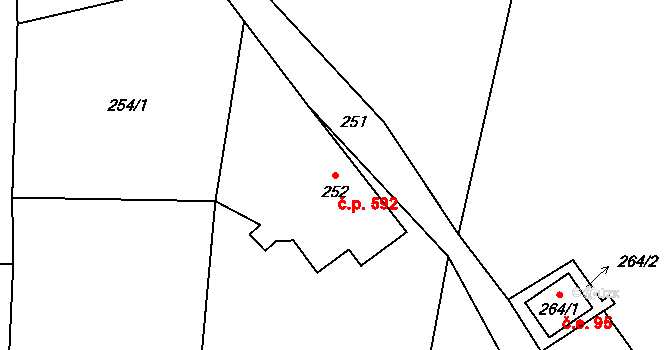 Raspenava 592 na parcele st. 252 v KÚ Raspenava, Katastrální mapa