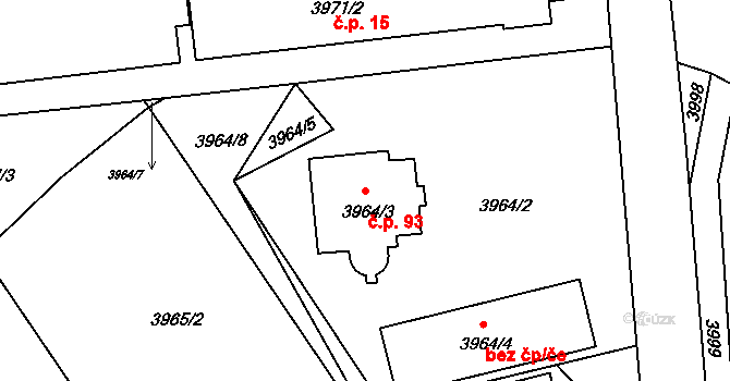 Podmoklice 93, Semily na parcele st. 3964/3 v KÚ Semily, Katastrální mapa