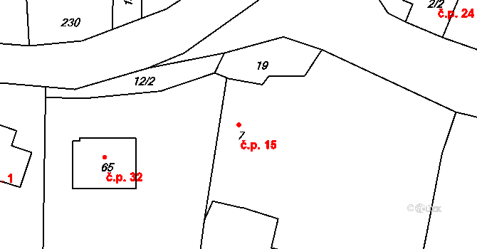 Chvalina 15, Hořice na parcele st. 7 v KÚ Chvalina, Katastrální mapa