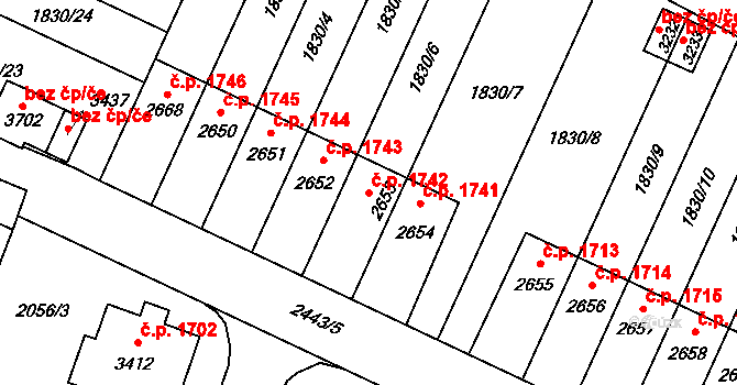 Hořice 1742 na parcele st. 2653 v KÚ Hořice v Podkrkonoší, Katastrální mapa