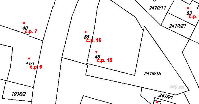 Sobětice 15, Žimutice na parcele st. 45 v KÚ Sobětice u Žimutic, Katastrální mapa