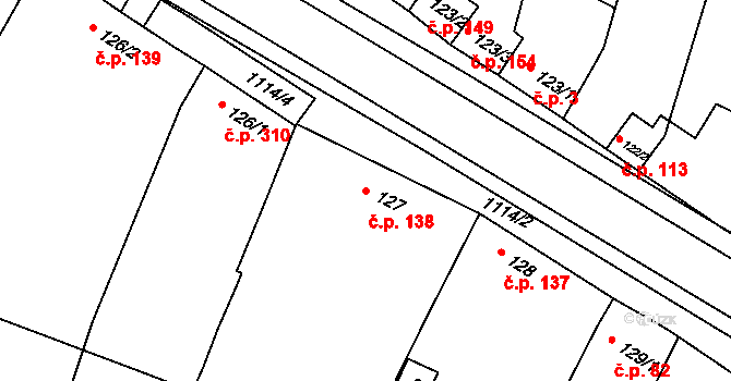 Rouchovany 138 na parcele st. 127 v KÚ Rouchovany, Katastrální mapa