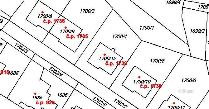 Turnov 1739 na parcele st. 1700/12 v KÚ Turnov, Katastrální mapa