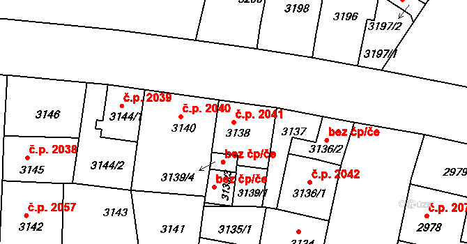 Žižkov 2041, Praha na parcele st. 3138 v KÚ Žižkov, Katastrální mapa