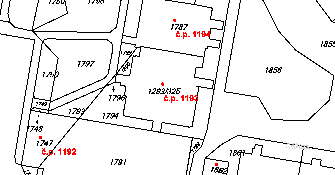 Řepy 1193, Praha na parcele st. 1293/325 v KÚ Řepy, Katastrální mapa