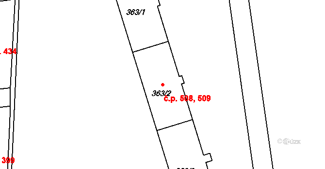 Neředín 508,509, Olomouc na parcele st. 363/1 v KÚ Neředín, Katastrální mapa