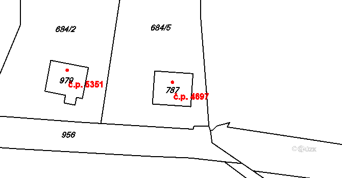 Kokonín 4697, Jablonec nad Nisou na parcele st. 787 v KÚ Kokonín, Katastrální mapa
