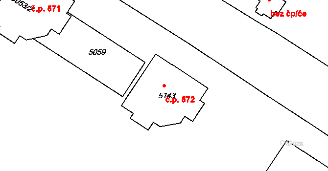 Zelená 572, Luštěnice na parcele st. 5143 v KÚ Luštěnice, Katastrální mapa