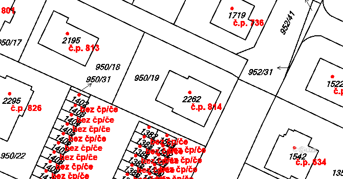 Chlumec nad Cidlinou IV 814, Chlumec nad Cidlinou na parcele st. 2262 v KÚ Chlumec nad Cidlinou, Katastrální mapa