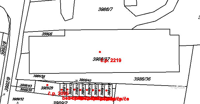 Předměstí 2219, Litoměřice na parcele st. 3986/37 v KÚ Litoměřice, Katastrální mapa