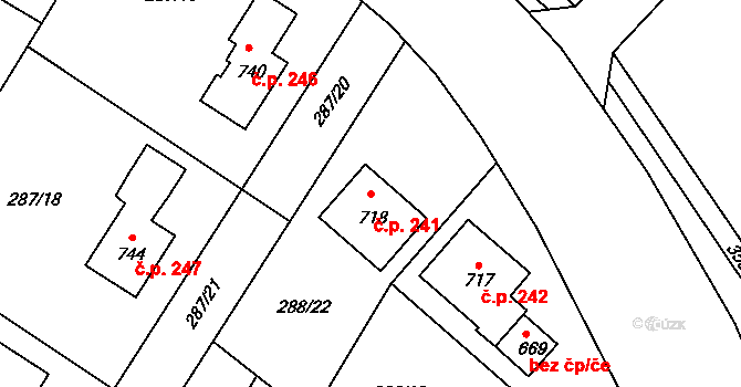 Mašov 241, Turnov na parcele st. 718 v KÚ Mašov u Turnova, Katastrální mapa