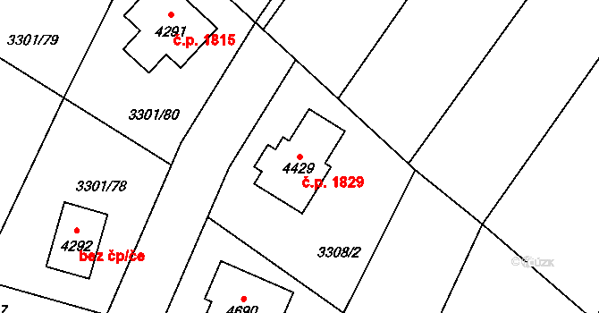 Čelákovice 1829 na parcele st. 4429 v KÚ Čelákovice, Katastrální mapa