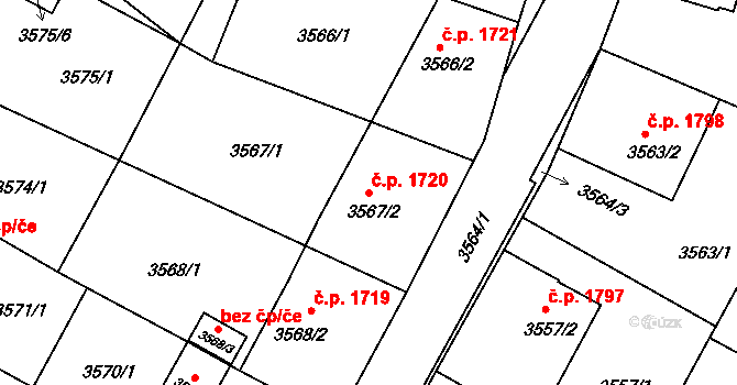 Předměstí 1720, Litoměřice na parcele st. 3567/2 v KÚ Litoměřice, Katastrální mapa