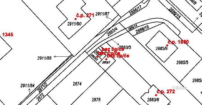 Roudnice nad Labem 34208143 na parcele st. 2883/2 v KÚ Roudnice nad Labem, Katastrální mapa