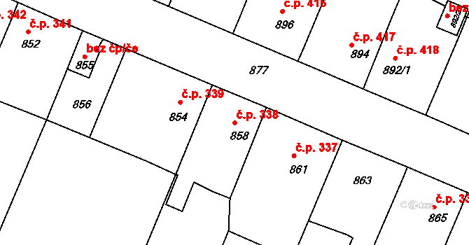 Bylnice 338, Brumov-Bylnice na parcele st. 858 v KÚ Bylnice, Katastrální mapa