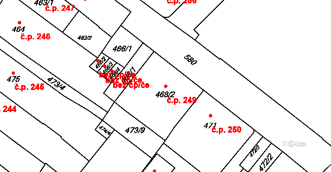 Město 249, Opava na parcele st. 468/2 v KÚ Opava-Město, Katastrální mapa