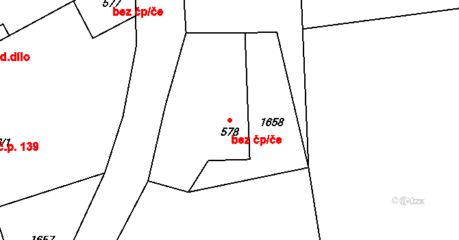 Bystřice 45352143 na parcele st. 578 v KÚ Bystřice u Benešova, Katastrální mapa