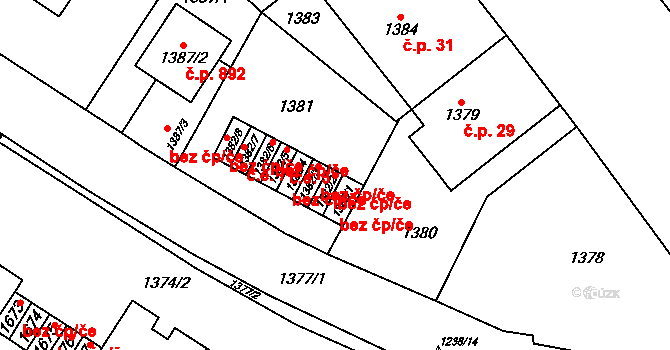 Brno 45537143 na parcele st. 1382/2 v KÚ Stránice, Katastrální mapa