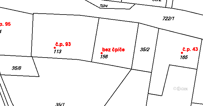 Písek 46220143 na parcele st. 156 v KÚ Semice u Písku, Katastrální mapa