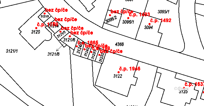 Teplice 50408143 na parcele st. 3123/2 v KÚ Teplice, Katastrální mapa
