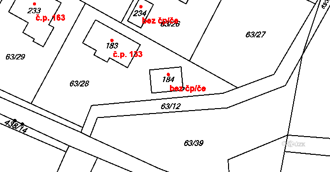 Kly 50738143 na parcele st. 184 v KÚ Záboří u Kel, Katastrální mapa