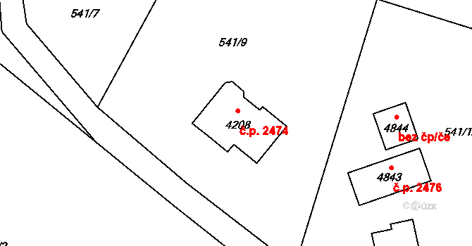 Rožnov pod Radhoštěm 2474 na parcele st. 4208 v KÚ Rožnov pod Radhoštěm, Katastrální mapa
