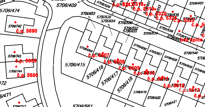 Jihlava 5608 na parcele st. 5706/700 v KÚ Jihlava, Katastrální mapa